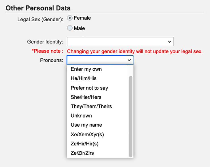 Gender identity list